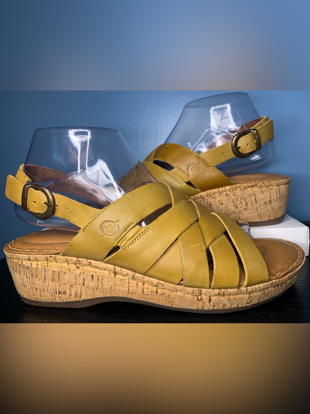 Born Women's Mustard Yellow Woven Leather Slingback Sandals